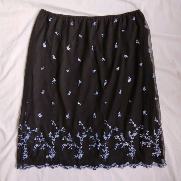 Eileen West Dresses & Skirts - Classics by Eileen West Skirt Black Blue Floral Whimsigoth Fairy Goth Womens 10